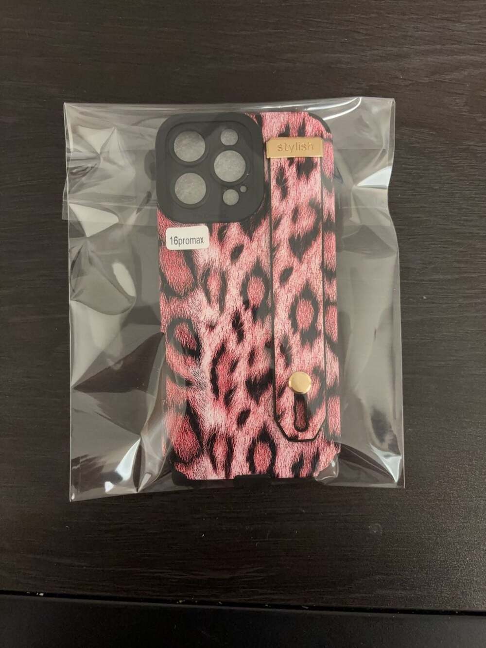 Stylish Pink Leopard Print Phone Case for iPhone 16 Pro Max with Strap